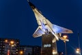 Obninsk, Russia - July 2016: Monument-plane on pedestal MiG-29 Royalty Free Stock Photo