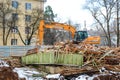 OBNINSK, RUSSIA - NOVEMBER 2016: Demolition of dilapidated housing