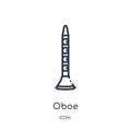 Oboe icon from music outline collection. Thin line oboe icon isolated on white background Royalty Free Stock Photo