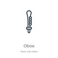 Oboe icon. Thin linear oboe outline icon isolated on white background from music collection. Line vector sign, symbol for web and