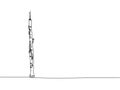 Oboe one line art. Continuous line drawing of wind, symphony, retro, clarinet, bass, oboe, sax, music, flute, jazz