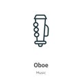 Oboe outline vector icon. Thin line black oboe icon, flat vector simple element illustration from editable music concept isolated