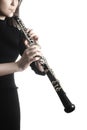 Oboe player hands playing musical instrument Royalty Free Stock Photo