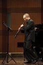 Oboist performs on wind music chamber music concert Royalty Free Stock Photo