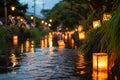 obon festival japan lanterns bon odori dancers Royalty Free Stock Photo