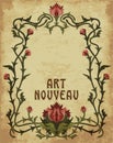 Old floral art nouveau frame, vector Royalty Free Stock Photo