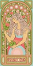 Spring girl wallpaper in art nouveau style Royalty Free Stock Photo