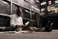 Observant african american investigator analyzing crime case on laptop Royalty Free Stock Photo