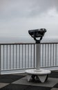 Observation deck binoculars on an overcast day Royalty Free Stock Photo
