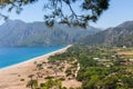 The observation deck at Cirali in Turkey. Panoramic view of the sea against the backdrop of rugged mountains