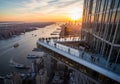 An observation deck juts out from a skyscraper, providing panoramic views of Royalty Free Stock Photo