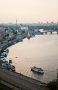 An observation deck in Kiev with a view on the Dnipro, River Port, Podil, and the Postal square