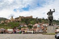 observation deck on Metekhi cliff in Tbilisi city Royalty Free Stock Photo