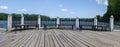 Observation deck in the middle of a pontoon bridge in Lake Ilgis