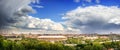 Observation deck and view of Luzhniki, Sparrow Hills, Moscow Royalty Free Stock Photo