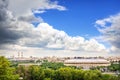 Observation deck and view of the Luzhniki Sports Complex, Sparrow Hills, Moscow Royalty Free Stock Photo