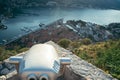 Observation desk with binocular. view of kotor and kotor bay