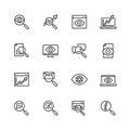 Observation and monitoring icons in thin line style