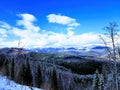 Amazing mountain view in ski resort Bukovel, Carpathians, Ukraine Royalty Free Stock Photo