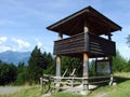 Observation post or Watchtower at the HeidiÃ¢â¬â¢s Trail Heidi Erlebnisweg in the Bundner Herrschaft Buendner Herrschaft region
