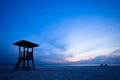 Observation tower on the beach with sunrise Royalty Free Stock Photo