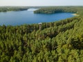 Observation tower overlooking Blatieji Lakajai in Lithuania, aerial