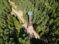 Observation tower overlooking Blatieji Lakajai in Lithuania, aerial