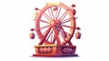 Observation wheel on a roundabout on a carnival funfair, amusement park. A cartoon icon of entertainment attraction. Royalty Free Stock Photo