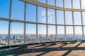 Observation windows in Tokyo with views of skyscrapers Japan. Royalty Free Stock Photo