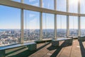 .Observation windows in Tokyo with views of skyscrapers Japan