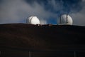 Observatories on top of Mauna Kea mountain on the Big Island of Hawaii, United States Royalty Free Stock Photo