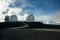 Observatories on top of Mauna Kea mountain on the Big Island of Hawaii, United States Royalty Free Stock Photo