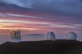 Observatories on top of Mauna Kea mountain peak