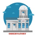 Observatory building at night with telescope