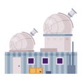 Observatory Building with Telescope in Dome, Explore and Observe Galaxy and Space Technologies Flat Style Vector