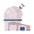 Observatory Dome, Explore and Observe Galaxy and Space Technologies Flat Style Vector Illustration on White Background