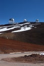 Observatory domes at the peak of Mauna Kea volcano