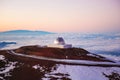 Observatory in Hawaii at sunset