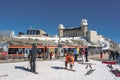 Observatory and hotel on Mount Gornergrat. Landscape of the hotel building and the Matterhorn.