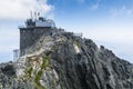 Observatory at Lomnica peak Observatorium na Lomnickom stite, Observatorium Lomnicky stit and tourists walking on viewing platfo