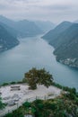 Observatory on top of Monte Salvatore with view of Lugano Lake, monte bre, Caprino, Swiss Italian boderline