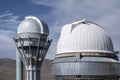 Observatory telescope on green valley among mountains mountains in day, great design for any purposes.