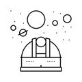 observatory telescope watching on planets line icon vector illustration