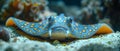 Concept Scuba Diving, Observing blue spotted stingray in Ecuador coastal waters while scuba diving Royalty Free Stock Photo