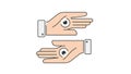 Observing Hands Icon with Eyes - Directional Vision Royalty Free Stock Photo