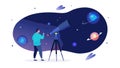 Observing Universe: Telescope and Starry Night, vector design Generative AI Royalty Free Stock Photo