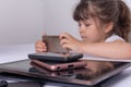 Obsession and addiction. Children technology overuse.