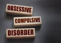 Obsessive Compulsive Disorder words on wooden blocks. Psychiatry psychological problem concept, OCD Royalty Free Stock Photo