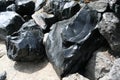 Obsidian boulders from lava flow