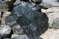 Obsidian boulders from lava flow